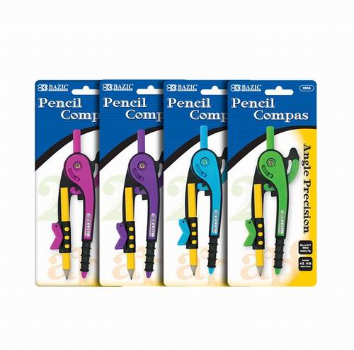 BAZIC Scale-Arm Compass w/ #2 Wood Pencil and Safety Blunt Tip (144 pcs)
