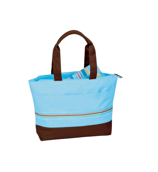 Striped Diaper Tote Bag - Fully Zippered - with Changing Pad - Blue - Item #6318 79310 (20 pcs)