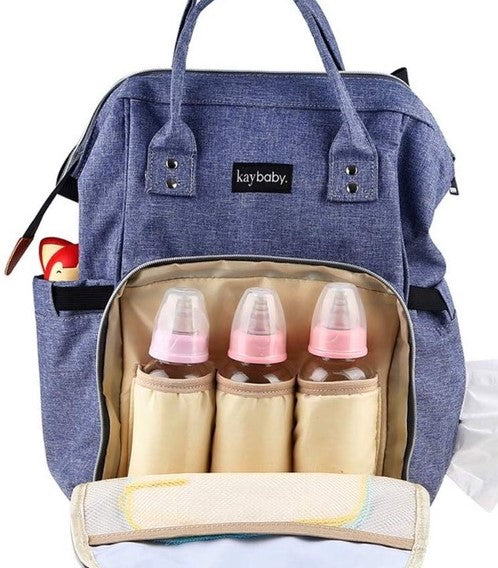 KayBaby Large Changing Backpack Bag with Changing Mat, Waterproof - Gray or Blue - Item #5384 Order by Case Blue (10 pcs)