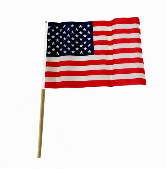 USA Patriotic Polyester Stick Flag (8" x 12") with Wooden Stick 40 cents ea (200 pcs)
