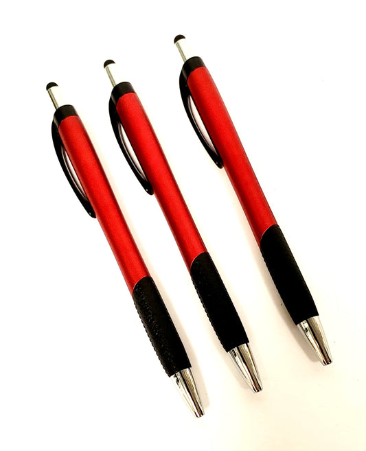 Heavy Duty Plastic Red Mateo Style Plastic Pen with Stylus (500 pcs)