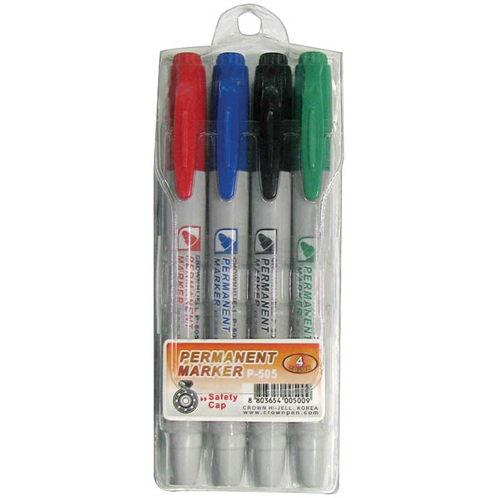 4-Pack Permanent Marker Set 2mm Tip - 75 Cents/Pack (96 pcs)