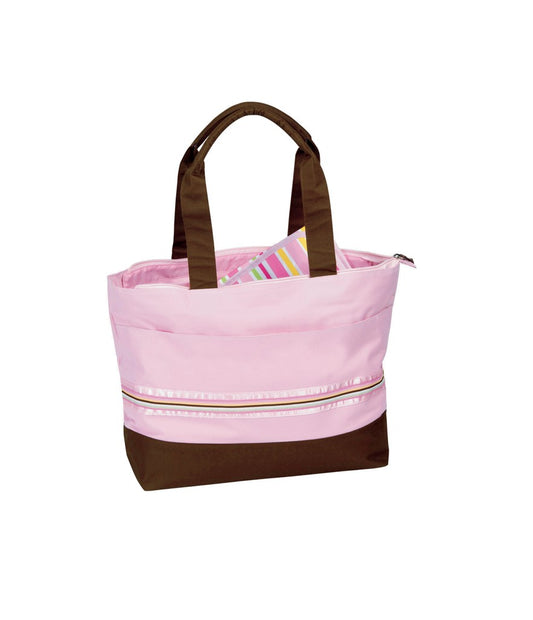 Striped Diaper Tote Bag - Fully Zippered - with Changing Pad - Pink - Item #6320 79312 (20 pcs)
