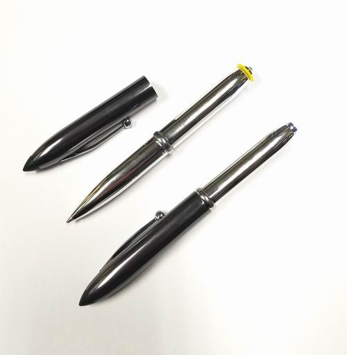 Pointer Style Metal Pen with LED Flashlight Tip - Gun Barrel Silver (100 pcs)