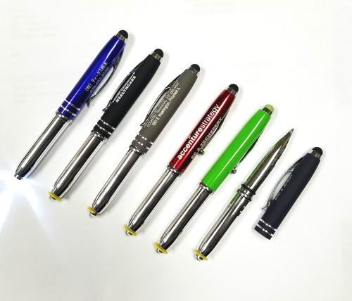 Misprint Classic - Sky Light Stylus Metal Pen with LED Flashlight Tip (100 pcs)