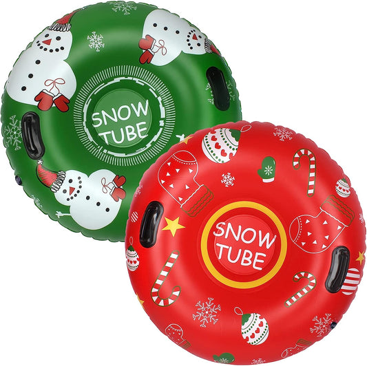 Set of 2 Holiday Theme Inflatable Snow Tubes with Handles - 36 inches - Heavy Duty - Pallet Deal - Item #6167 (150 pcs)