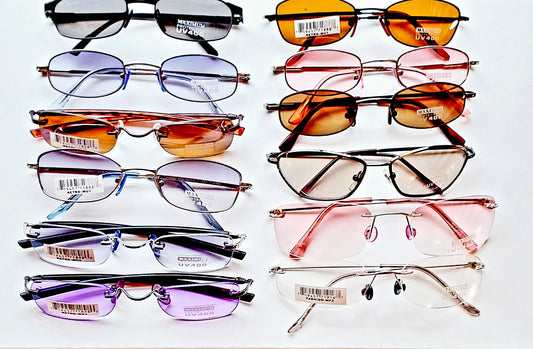 Retro Sunglasses w/ Assorted Color Tinted Lens - UV 400 Protection (96 pcs)