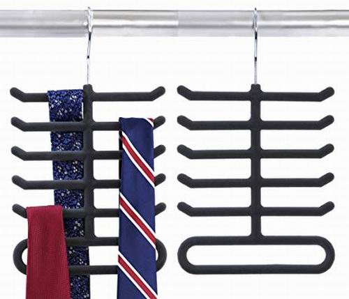 BULK LOT PRICE! - HangerWise - 2-Pack Non-Slip Velvet Tie Hanger Organizer Rack - Charcoal Grey - Only 45 Cents/Pack (1500 pcs)